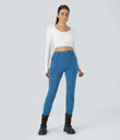 DayStretch High Waisted Zipper Pockets Solid Skinny Cargo Pants - Gloomy Blue