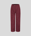 Mid Rise Zipper Pocket Corduroy Casual Pants - Pomegranate