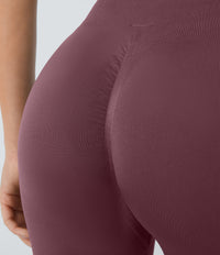 OneForm Seamless Flow High Waisted Ruched Plain Leggings - Red Mahogany