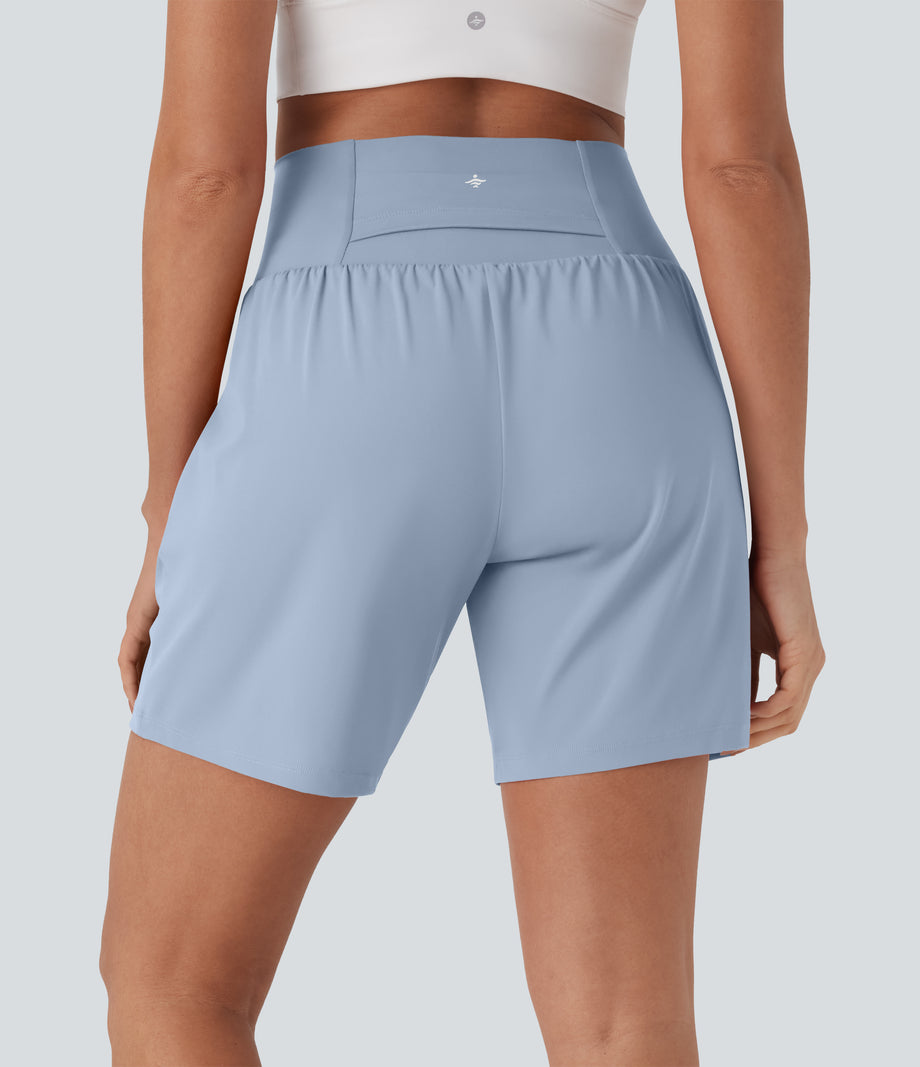 SoftlyZero™ Airy Super High Waisted 2-in-1 Cool Touch Yoga Shorts 7" with Pockets - Skyway