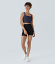 SoftlyZero™ Airy Square Neck Backless Crisscross Cropped Cool Touch Yoga Tank Top-UPF50+ - Peacoat