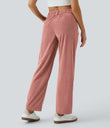 Mid Rise Zipper Pocket Corduroy Casual Pants - Desert Sand