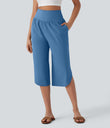 Breezeful™ High Waisted Tummy Control Hem Quick Dry Capri Pants with Pockets - Pacific Coast