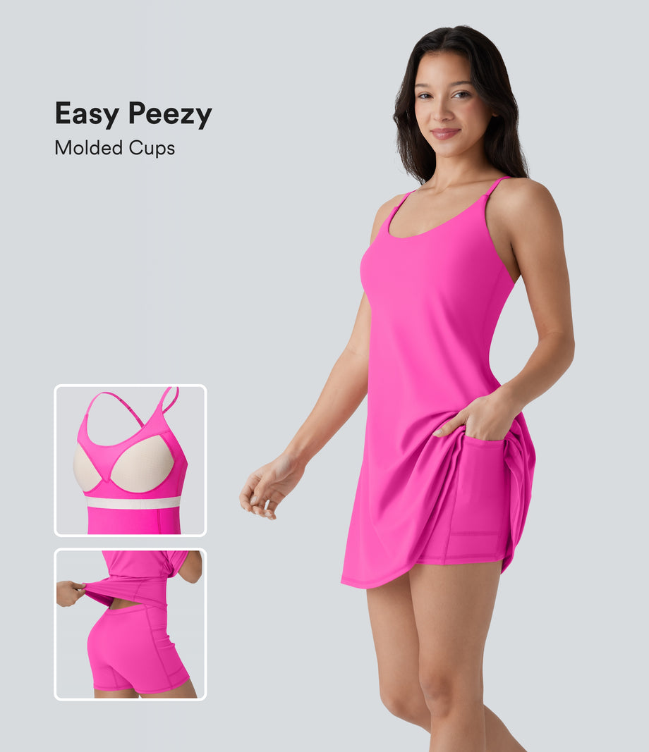 SoftlyZero™ Plush Molded Cups Low Support Dance Active Dress-Easy Peezy Edition A-D Cups - Fuchsia Purple
