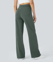 DayStretch High Waisted Pockets Straight Leg Casual Pants - Deep Aquamarine