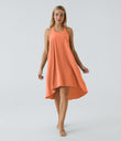 Breezeful™ Backless Racerback Side Pocket High Low Flowy Midi Quick Dry Casual Dress - Flamingo
