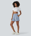 DayStretch High Waisted Work Baggy Shorts 4'' with Pockets - Baby Blue