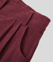 Mid Rise Zipper Pocket Corduroy Casual Pants - Pomegranate
