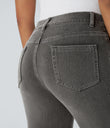 Halara Flex™ High Waisted Pockets Straight Leg Washed Casual Jeans - Dirty Black Denim