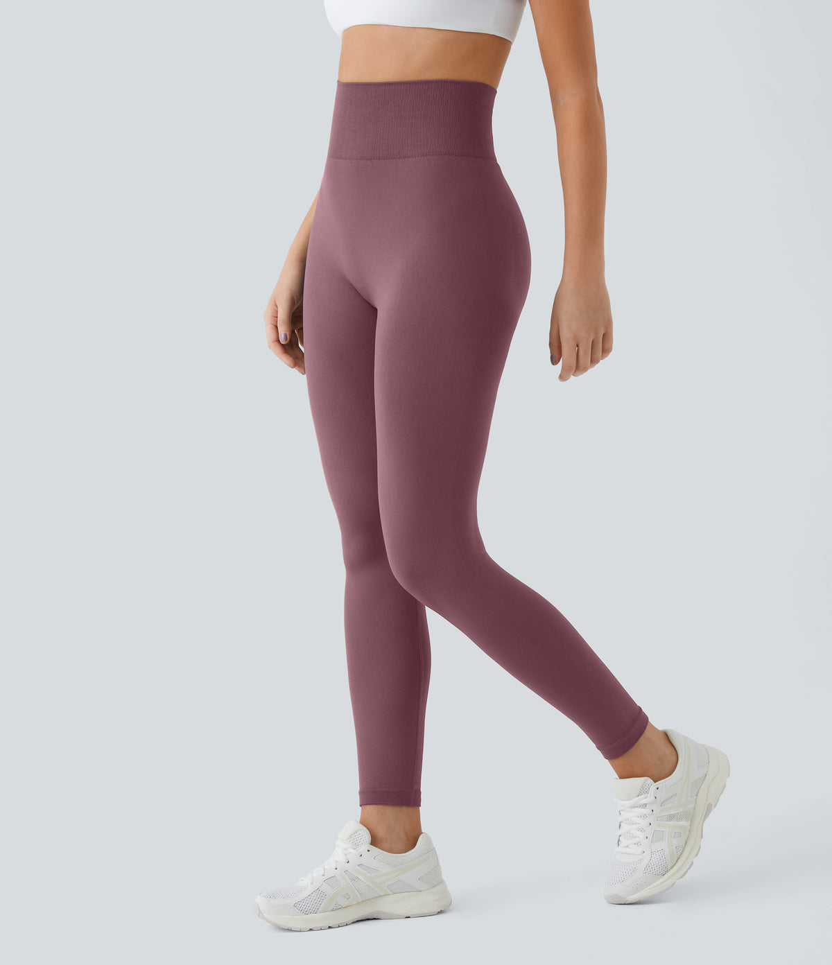 OneForm Seamless Flow High Waisted Ruched Plain Leggings - Red Mahogany