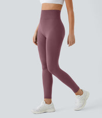 OneForm Seamless Flow High Waisted Ruched Plain Leggings - Red Mahogany