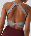 SoftlyZero™ Plush Cut Out Cropped Yoga Tank Top - Steel Gray