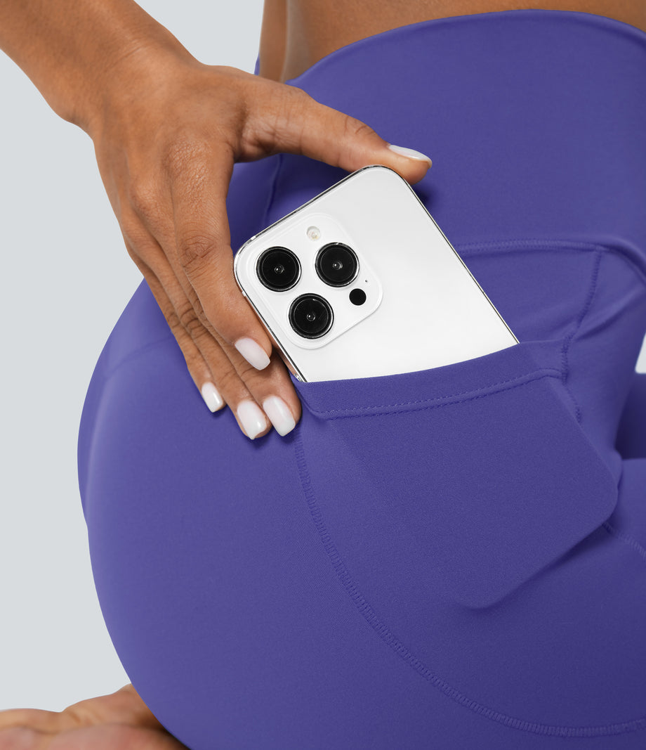SoftlyZero™ Crossover Pocket Plain Leggings-UPF50+ - Misty Lavender