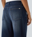 Halara Flex™ Low Rise Zipper Pockets Washed Baggy Wide Leg Casual Jeans - Distressed Denim Dark Blue