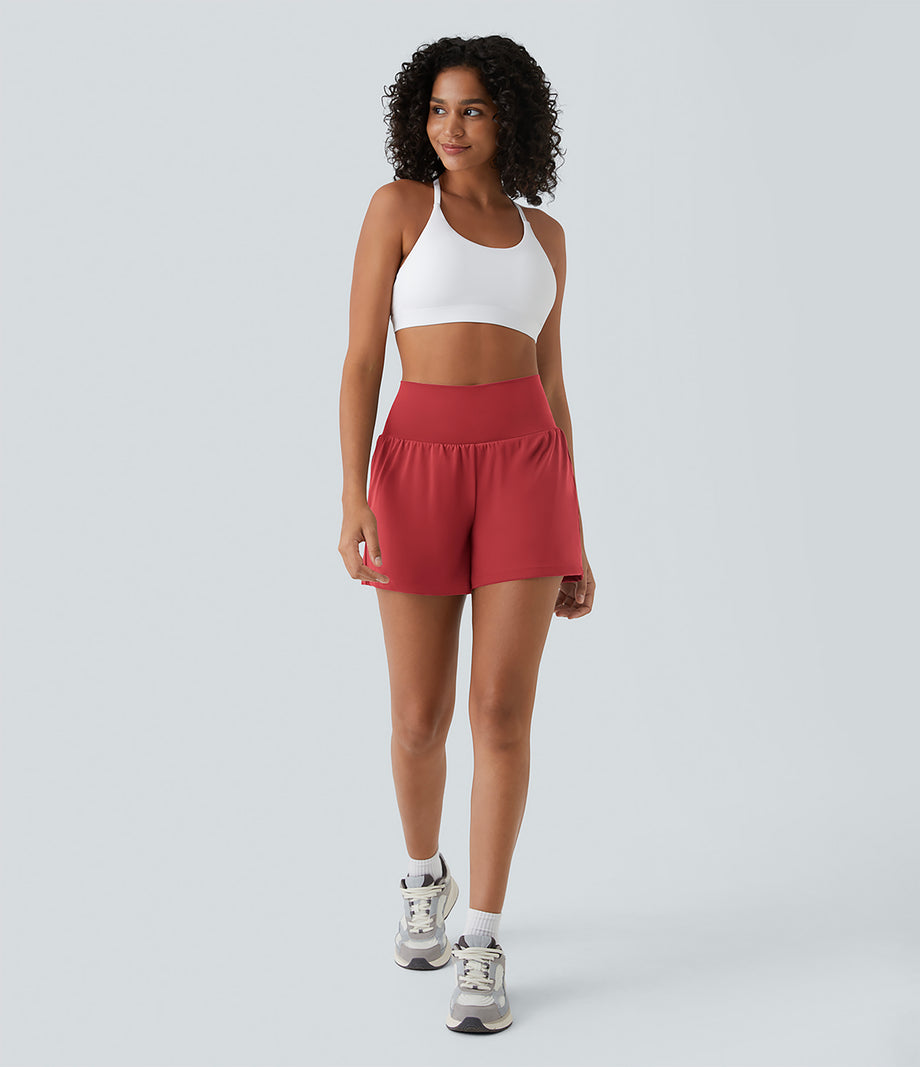SoftlyZero™ Airy Super High Waisted 2-in-1  Cool Touch Yoga Shorts 5'' with Pockets-Longer Length - Salsa