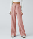 High Waisted Pocket Straight Leg Baggy Mop Corduroy Casual Pants - Rosette