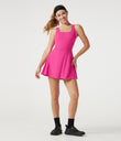 SoftlyZero™ Airy U Neck 2-in-1 Pocket Mini Cool Touch Dance Active Dress-Easy Peezy - Fuchsia Fedora