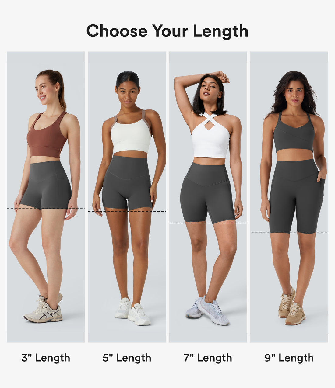 Halara UltraSculpt™ High Waisted Tummy Control Pocket Shaping Training Biker Shorts 9'' - Volcanic Ash