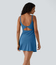 SoftlyZero™ Plush Double Straps 2-Piece Pocket Slip Dance Active Dress A-D Cups - Gloomy Blue