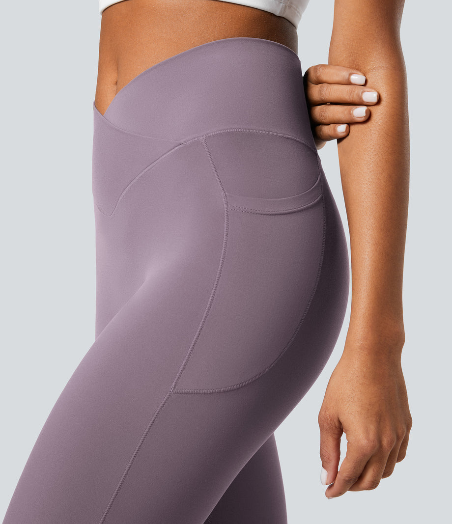 SoftlyZero™ Crossover Pocket Plain Leggings-UPF50+ - Cinnabar Purple