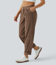 Mid Rise Zipper Pocket Corduroy Casual Pants - Acorn