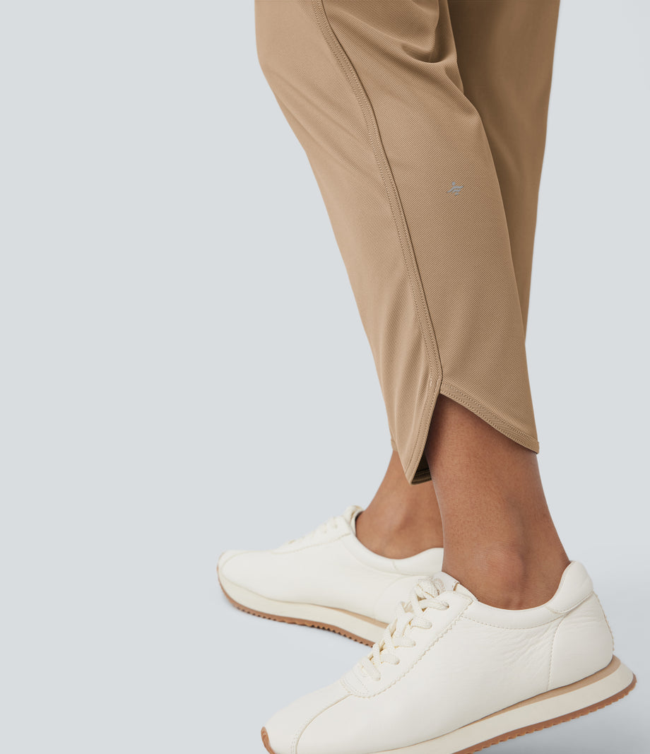 Mid Rise Drawstring Curved Hem Quick Dry Golf Tapered Pants with Pockets-UPF40+ - Cartouche