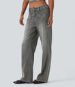 Halara Flex™ Mid Rise Straight Leg Casual Jeans with Pockets - Cool Gray Denim