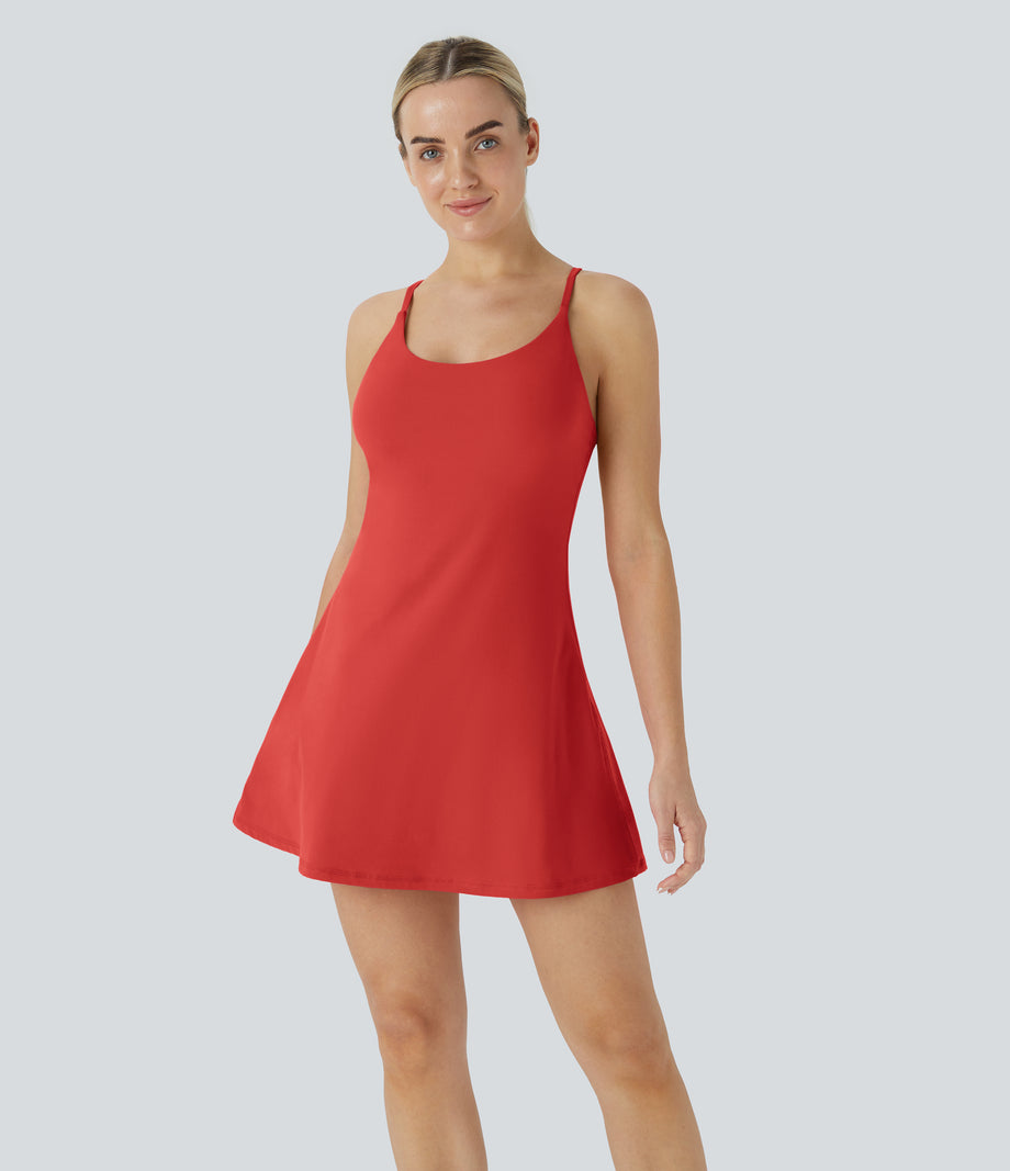 SoftlyZero™ Plush Backless Active Dress - Poinsettia