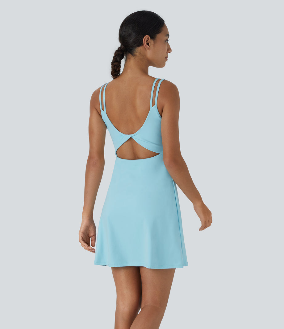 SoftlyZero™ Plush Double Straps 2-Piece Pocket Slip Dance Active Dress A-D Cups - Spun Sugar