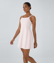 SoftlyZero™ Plush Double Straps 2-Piece Pocket Slip Dance Active Dress A-D Cups - Chiffon White