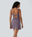 SoftlyZero™ Plush Double Straps 2-Piece Pocket Slip Dance Active Dress A-D Cups - Tulip Purple