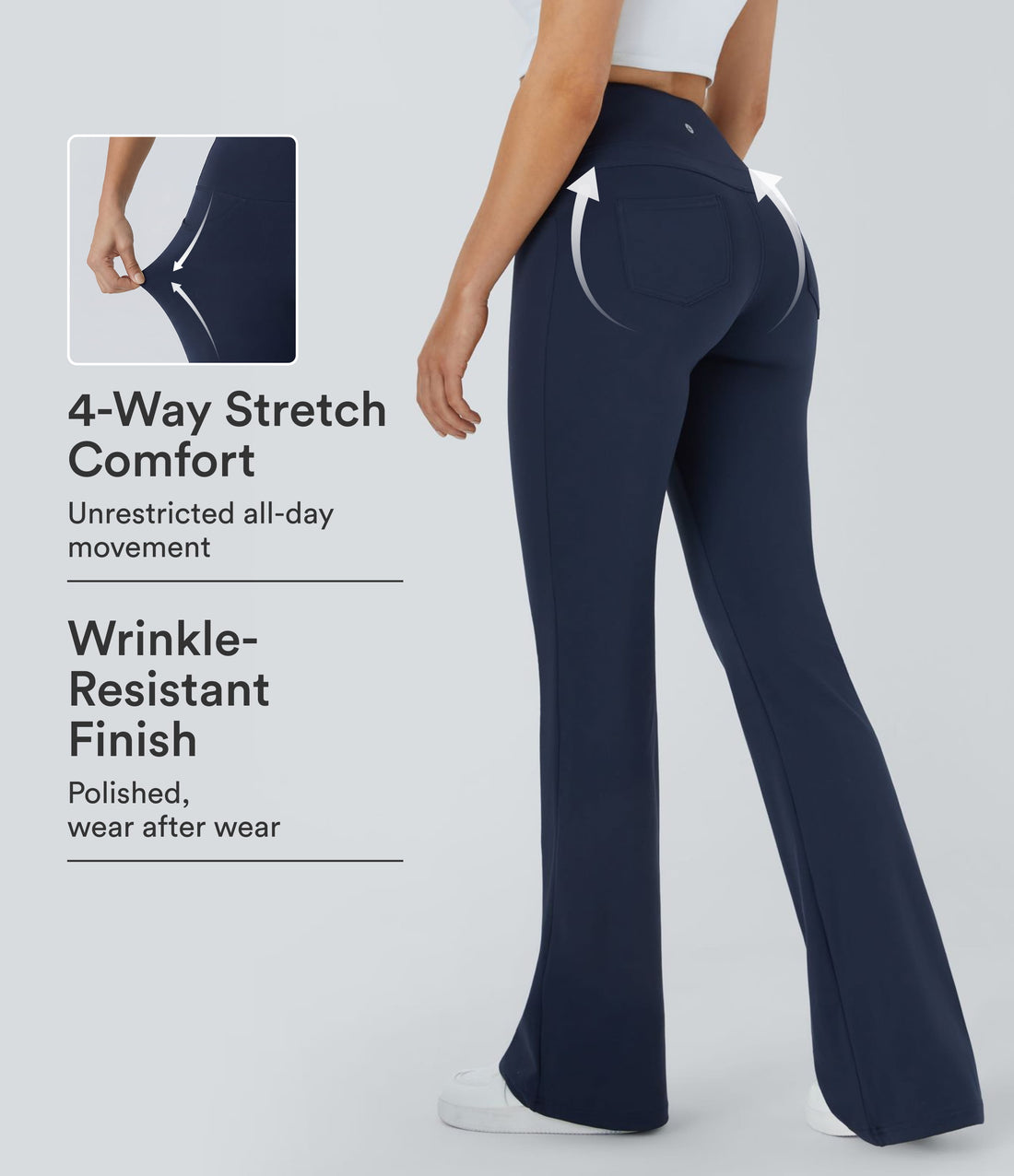 DayStretch High Waisted Pocket Flare Yoga Leggings - Midnight Blue