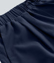 High Waisted Elastic Waistband Drawstring Pleated Yoga Shorts 3" with Pockets - Night Blue