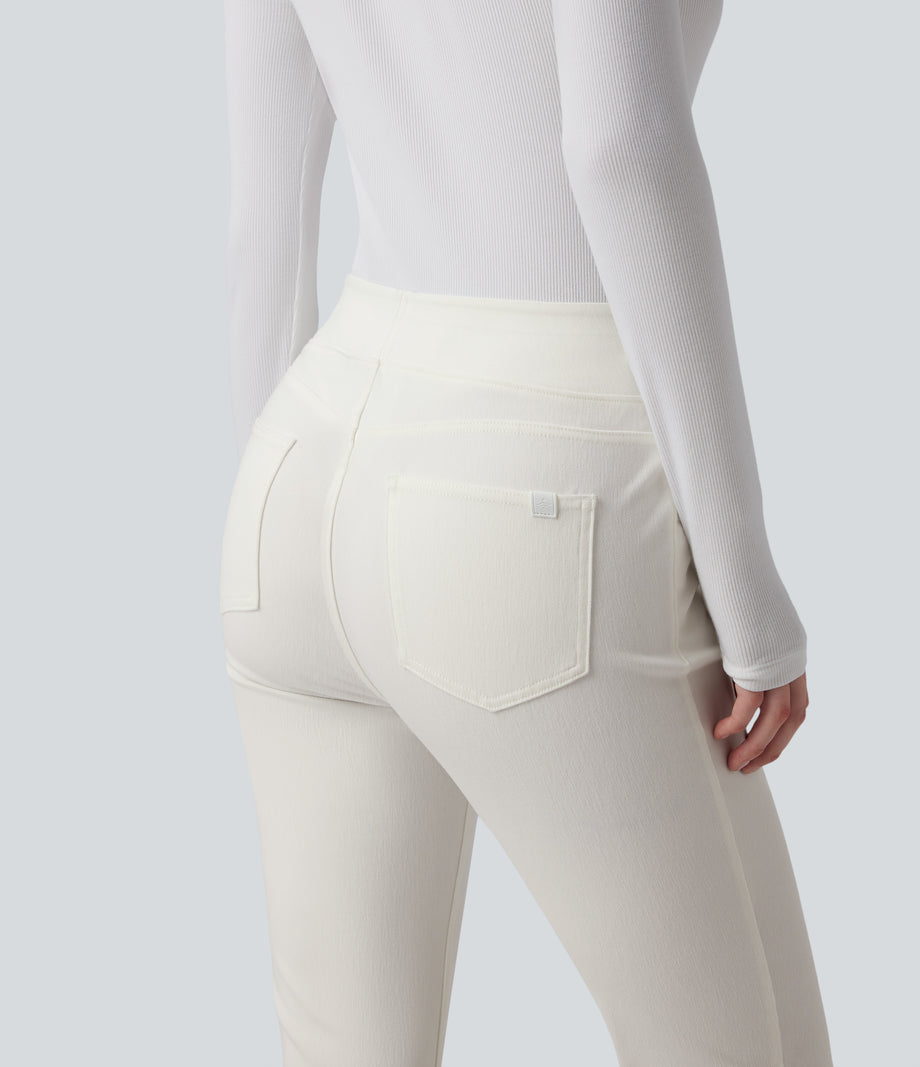 Halara Flex™ High Waisted Pockets Washed Casual Bootcut Jeans - Ivory Denim