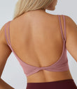 Double Straps Cropped Yoga Tank Top - Nostalgia Rose