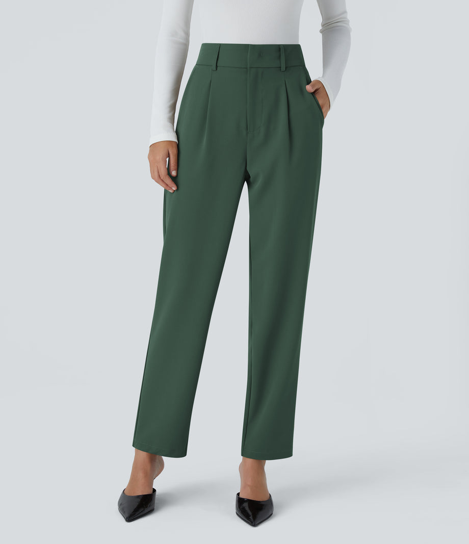 Halara Flex™ High Waisted Pocket Solid Work Tapered Pants - Dark Green