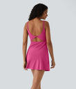 SoftlyZero™ Plush Double Straps 2-Piece Pocket Slip Dance Active Dress A-D Cups - Fuchsia Purple