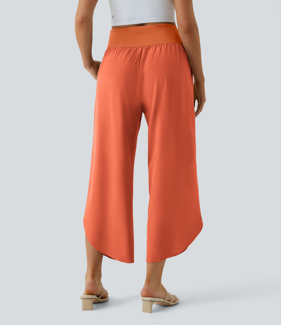 Breezeful™ High Waisted Crossover Quick Dry Resort Pants with Pockets - Flamingo