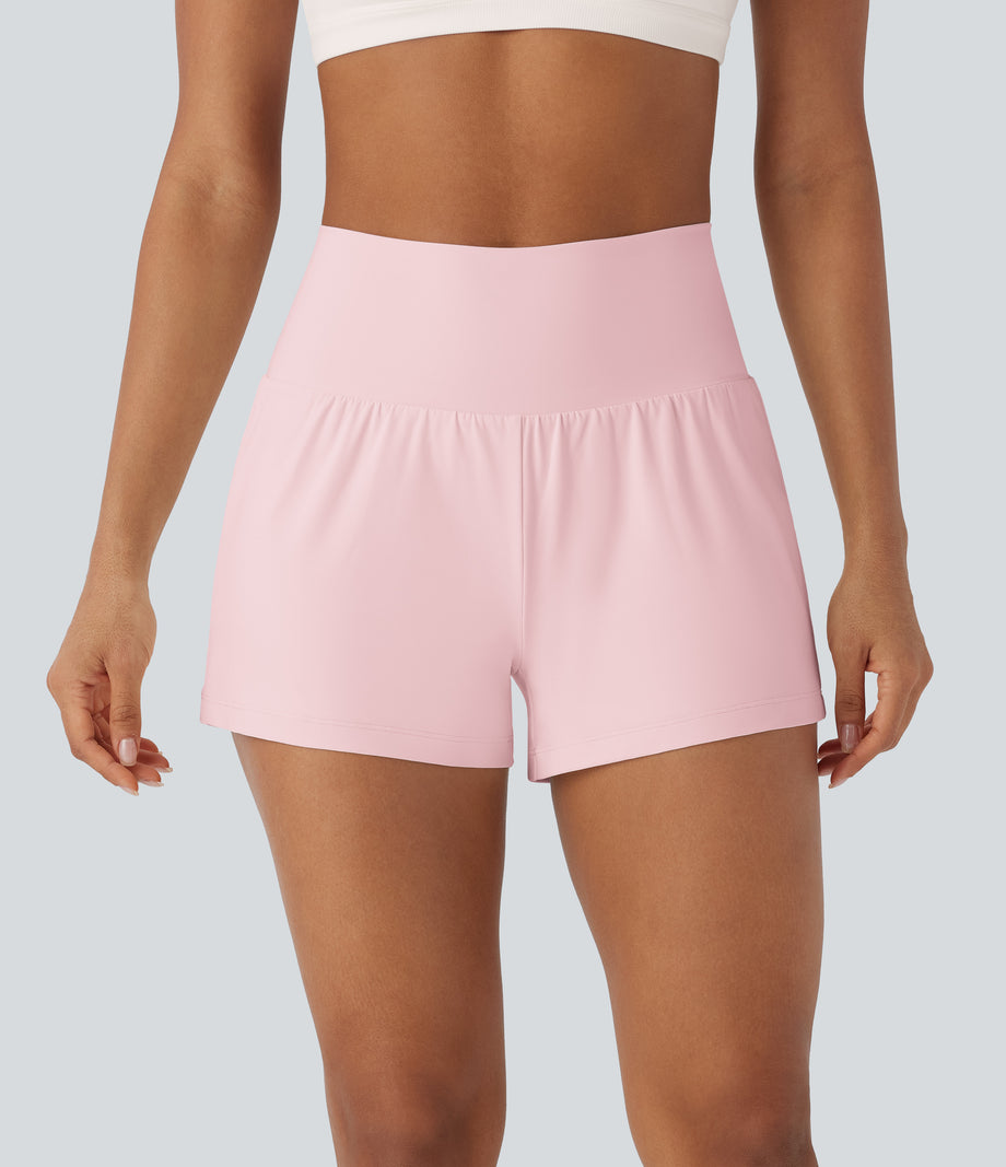 SoftlyZero™ Airy Super High Waisted 2-in-1 Cool Touch Yoga Shorts with Pockets - Primrose Pink