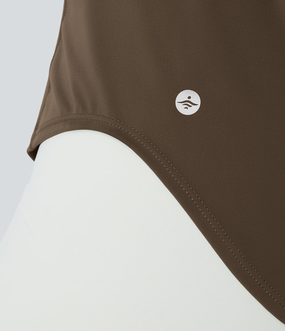 Halara UltraSculpt™ Round Neck Curved Hem Workout Tank Top - Thick Earthy Brown