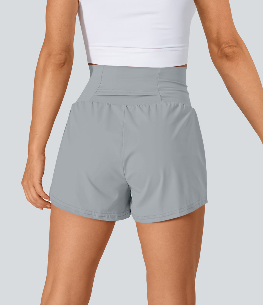 SoftlyZero™ Airy Super High Waisted 2-in-1 Cool Touch Yoga Shorts with Pockets - Quarry