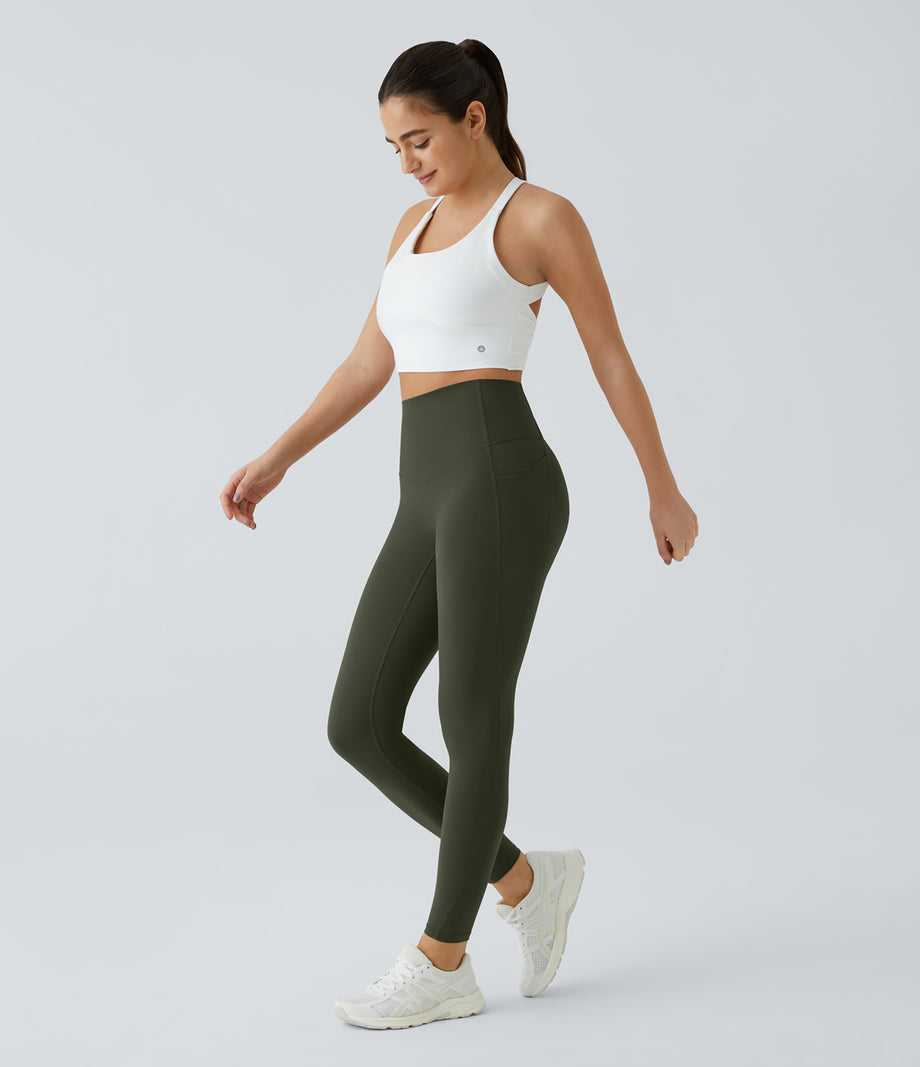 Halara UltraSculpt™ High Waisted Tummy Control Pocket Shaping Training Leggings - Deep Woodland Green