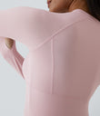 Solid Thumb Hole Yoga Sports Top - Pale Lilac
