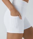 SoftlyZero™ Airy High Waisted Pocket Plain Cool Touch Yoga Shorts 3.5"-UPF50+ - White