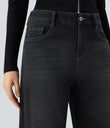 Halara Flex™ Low Rise Zipper Pockets Washed Baggy Wide Leg Casual Jeans - Dirty Black Denim