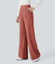 Halara Flex™ High Waisted Body Sculpt Waist-Slimming Pocket Wide Leg Micro Waffle Work Pants - Etruscan Red