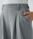 High Waisted Pocket Wide Leg Flowy Solid Palazzo Casual Linen-Feel Pants - Quarry