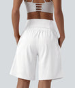 SoftlyZero™ Airy Super High Waisted 2-in-1 Cool Touch Yoga Shorts 9" with Pockets - White