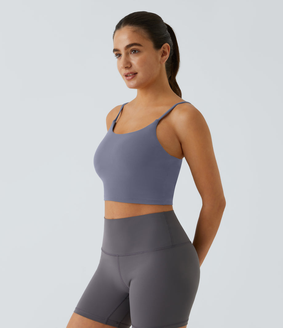 Basic Padded Workout Cropped Low Support Tank Top A-D Cups - Sweet Lavender