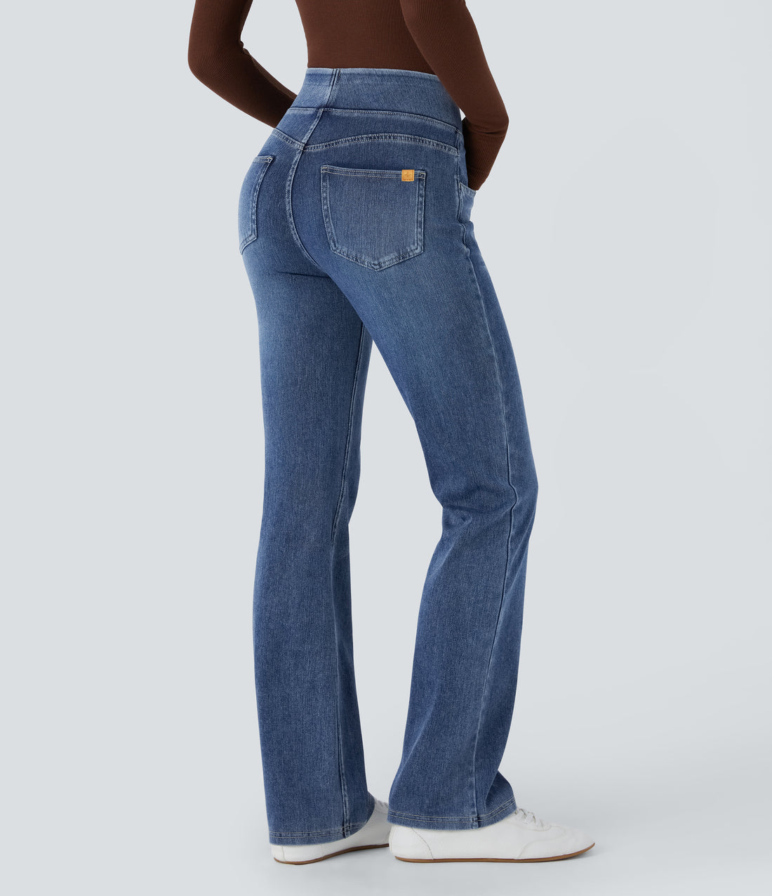 Halara Flex™ High Waisted Pockets Washed Casual Bootcut Jeans - Royal Blue Denim